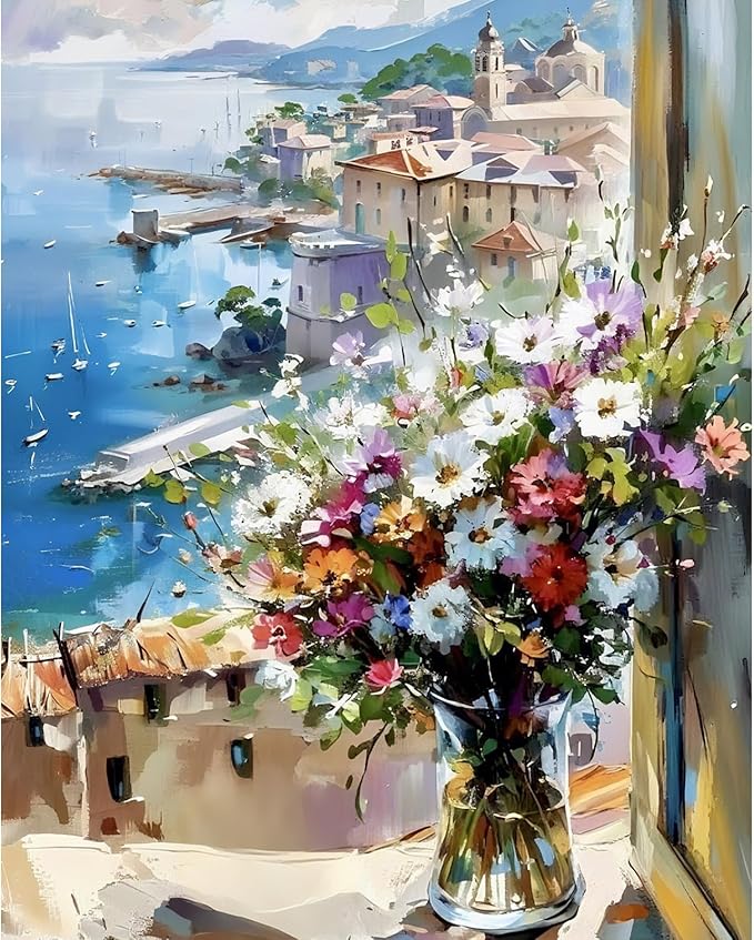 Mnsdiyrs Flower Paint by Numbers Kits for Adults, Paint by Numbers for Adults Flower, Adult Paint by Numbers Kits for Gift Home Wall Decor 16x20 Inch