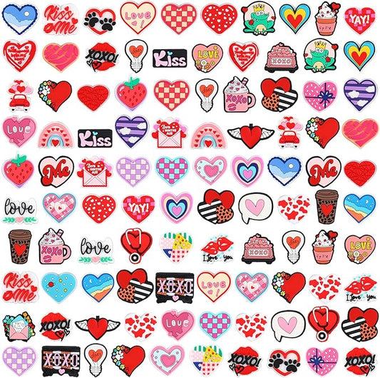 VioraWhite 100 Pcs Valentine's Day Silicone Beads for Pens Series Silicone Beads Charm Keychain Kit Lanyard Making Kit for Bracelet Necklace Jewelry Handmade Crafts Decoration