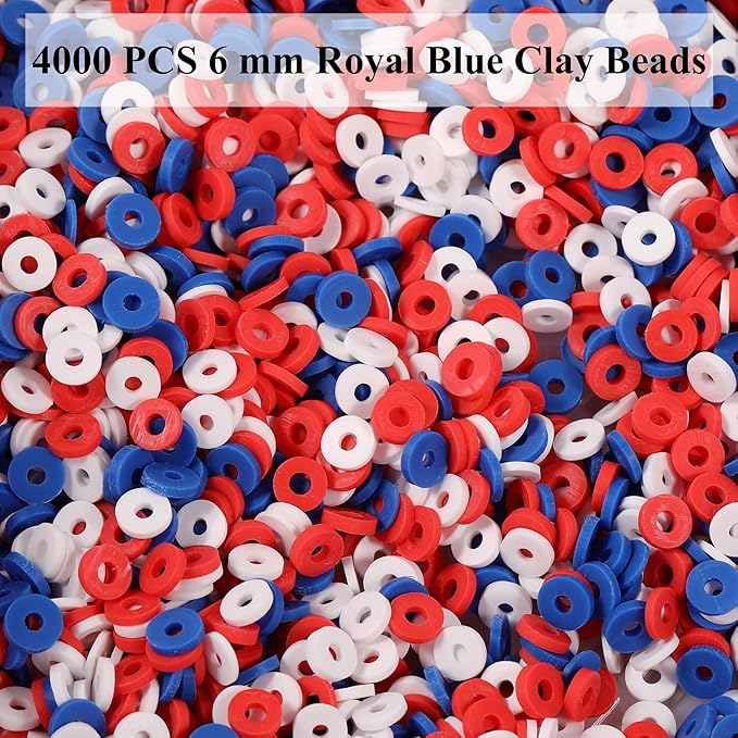 4000 Pcs Clay Beads for Bracelets Making, Polymer Spacer Flat DIY for Jewelry Necklace Earring Making Kit, Preppy Aesthetic Heishi Heshie Thin Disk Beads Assortments Set 4 6 8MM (3 Color, 6MM)