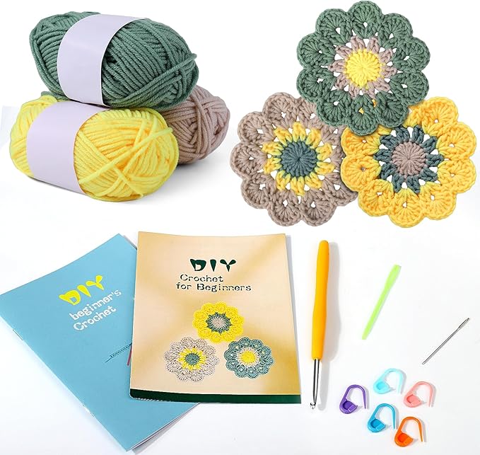 XANGNIER Crochet Starter Kit with Step-by-Step Video Tutorials, Hook, Accessories, Learn to Crochet Beginner Kit for Adults and Kids, DIY Arts & Crafts