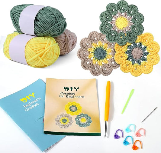 XANGNIER Crochet Starter Kit with Step-by-Step Video Tutorials, Hook, Accessories, Learn to Crochet Beginner Kit for Adults and Kids, DIY Arts & Crafts