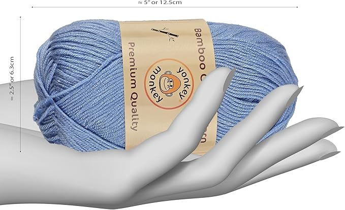 10-Pack of Yonkey Monkey 500 Grams Yarn - 70% Rayon derived from Bamboo, 30% Cotton - Imported - Light Blue 9001