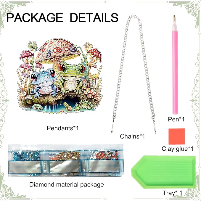 AiYuanzsh DIY 5D Mushroom Frogs Diamond Painting Kits Hanging Sign Wall Art Sign Diamond Art Window Hanging Ornament Window Pendants Home Garden Wall Door Hanging Diamond Painting Kits