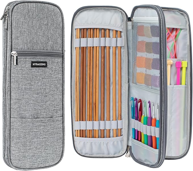 Knitting Needles and Crochet Hook Organizer Case (Up to 14 Inches) for Knitting Accessories - Empty Case