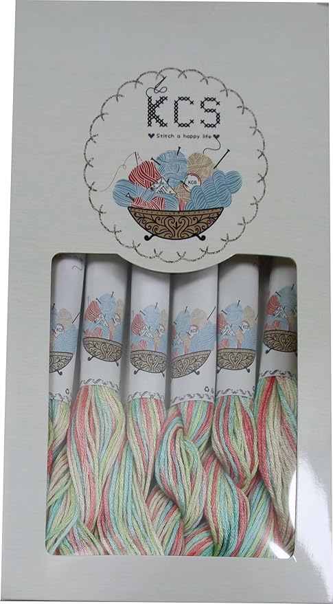 KCS Big skeins of 25 Meters Size 25 Color Variegated Cross Stitch Stranded Threads,6 skeins,4501