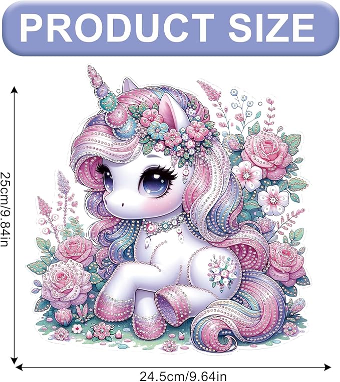 AiYuanzsh Pink Unicorn Special Shape Diamond Painting Hanging Kit for Adults, 5D Crystal Rhinestone Diamond Art Ornament Fantasy Floral Design for Window Wall Home Decor