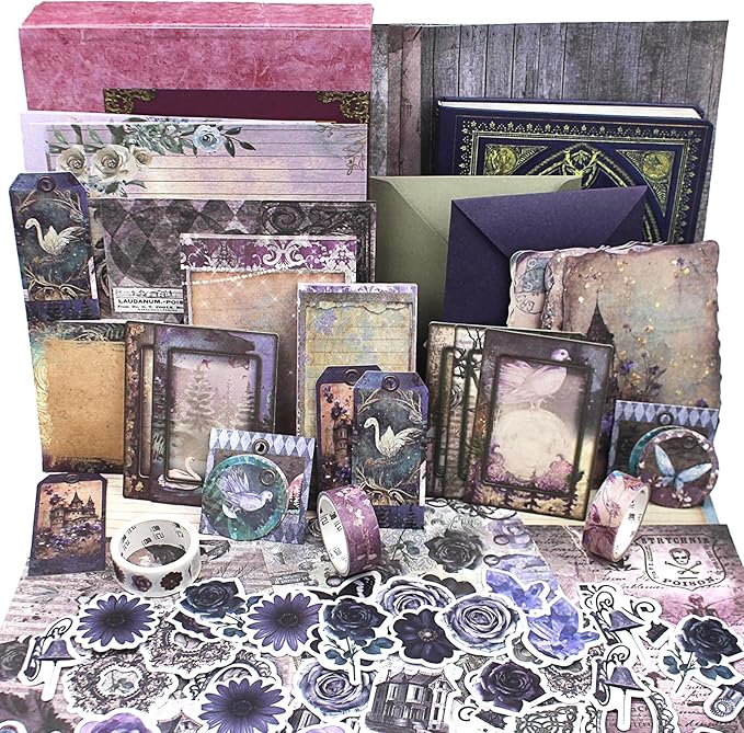 Diuhofart Ultimate Vintage Scrapbook Supplies & Junk Journal Kit - A6 Retro Notebook, Aesthetic Stationery Supplies, Craft Gift Set for Women, Perfect for Journaling & Scrapbooking