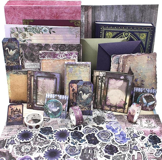 Diuhofart Ultimate Vintage Scrapbook Supplies & Junk Journal Kit - A6 Retro Notebook, Aesthetic Stationery Supplies, Craft Gift Set for Women, Perfect for Journaling & Scrapbooking
