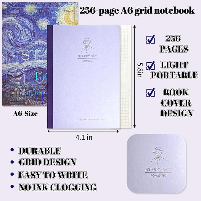 LCLAIDYDY Scrapbooking Supplies Kit,Vintage Van Gogh Oil Painting Aesthetic Scrapbook Kit,Bullet Junk Journal,A6 Grid Notebook,Journaling DIY Craft Gift for Teen Girl Women