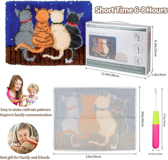 German Shepherd Latch Hook Kits Rug DIY Cushion Tapestry Making Crochet Hook Mat Making Kits Color Preprinted Pattern Canvas DIY Carpet Needlework Crochet Kits 52x38cm (series-89)