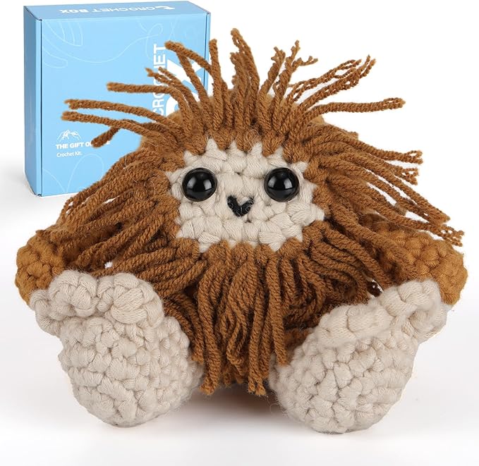 CrochetBox Crochet Kit for Beginner, Bigfoot Learn How to Crochet Stuffed Animals Gift for Adults and Teen(), Knitting Set with Yarn Hook Stitch-by-Stitch Video Tutorial
