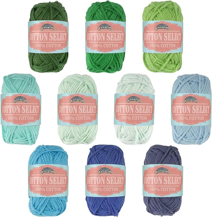 JubileeYarn Cotton Select Bonbon Yarn - 10g/Skein Sport Cotton - Assortment G - 10 Skeins