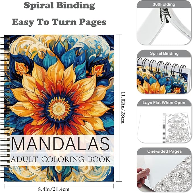 Aannanl Adult Coloring Book Set of 3 Coloring Books for Adults Relaxation Include Mandalas,Flowers and Fairytale House Theme,Color Books for Women Men to Relieve Anxiety and Stress Relief