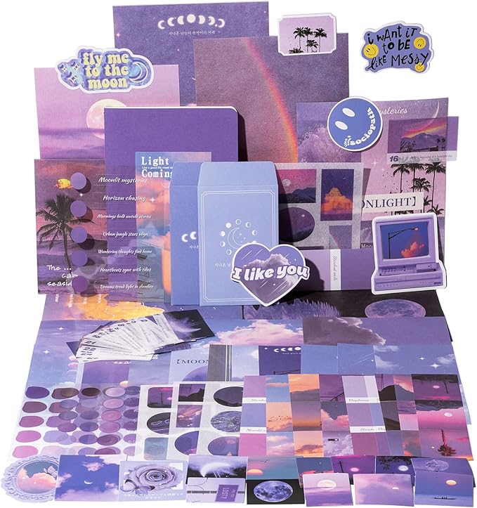 YagCu Scrapbook Kit for Beginners, Aesthetic Junk Journal Supplies, Scrapbooking and Journaling Materials, Bullet Journals Stationery, Planner DIY Arts Craft, Women Adults