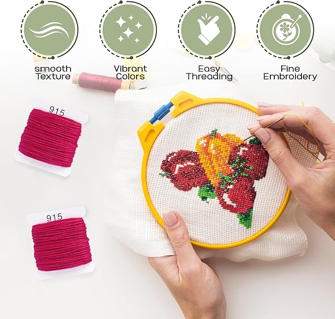Embroidery Floss Kit and Refills - Cotton Threads - DMC Color Coding for Cross Stitch, String Crafts, Friendship Bracelets