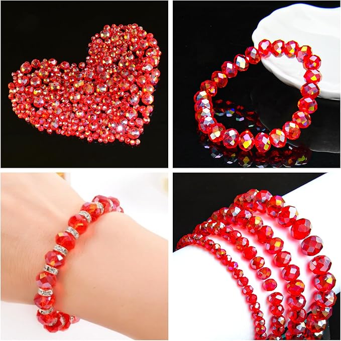 laopottbeads 500pcs 6mm crystal glass beads for jewelry making beads for bracelets necklace pendants making supplies(red)