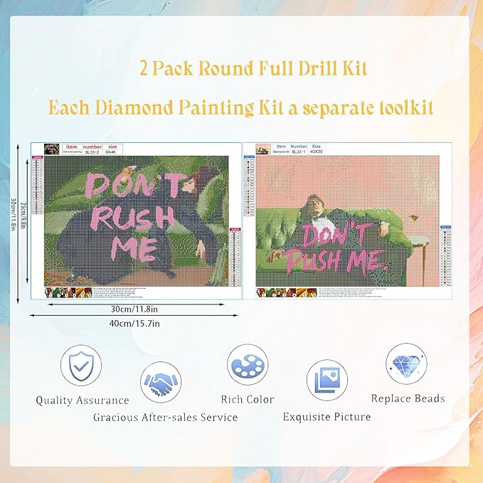 LILEIDECO 2-Pack Diamond Painting Kit, Retro Female and Men Painting Art Beginner DIY Round 5D Paint Tape Diamond Picture Gem Full Drill Diamond Dot Crystal Kit Home Wall Decoration Gift 16x12inch