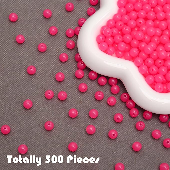 bonny boxx 500pcs 8mm jelly rose acrylic round beads, smooth transparent acrylic balls, plastic resin gumball bubblegum chunky beads for necklace & bracelet making, crafting supplies