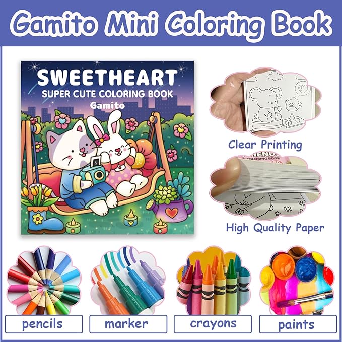 Mini Coloring Book for Adults, 2-Pack Travel Small Coloring Books, Pocket Size Adults Relaxation Coloring Books Stress Relief Adult Mini Coloring Book (Sweet Heart)