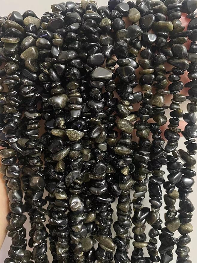 7-8mm Natural Gold Obsidian Gemstone Chips Beads Healing Crystals Waist Bracelets Necklace Kit Irregular Stone DIY Crafts Design Jewelry Making