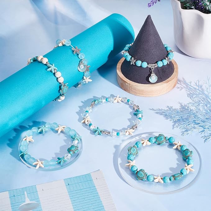 SUNNYCLUE 1 Box DIY 6Pcs Bohemian Style Synthetic Turquoise Turtle Bead Starfish Beads 8mm Beading Bracelet Making Kit Tortoise Beads for Jewelry Making Kit Multi Layer Bracelets Anklets Women Craft
