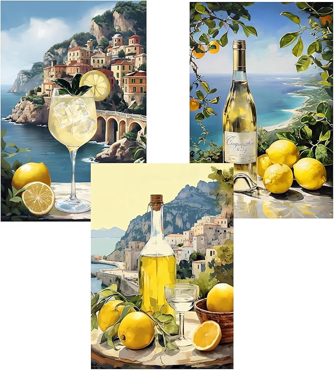 EIBEILI Diamond Art Kits for Adults, 3-Pack Limoncello Diamond Painting Kits for Beginner Round 5D Full Drill Diamond Dots Crafts for Home Wall Decor Gifts 12x16 Inch