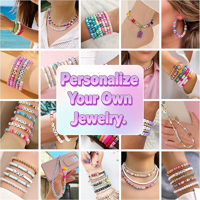 Bracelet Making Kit – 5200pcs Friendship Bracelet Kit 24 Colors Beaded Bracelet Set with Colorful Letter Beads & String for Jewelry Making, DIY Arts and Crafts Gifts, 6mm