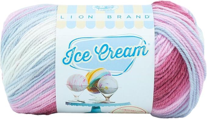 Lion Brand Yarn, Ice Cream Baby Yarn for Knitting, Crochet, and Crafts, Cherries Jubilee, 1 Pack, DK Weight Colorful Acrylic Fiber for Baby Blankets, Hats, and Sweaters