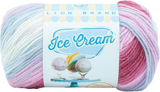 Lion Brand Yarn, Ice Cream Baby Yarn for Knitting, Crochet, and Crafts, Cherries Jubilee, 1 Pack, DK Weight Colorful Acrylic Fiber for Baby Blankets, Hats, and Sweaters