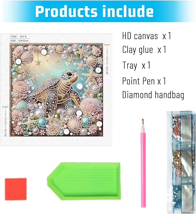 LazyFold Special Shape Diamond Art Kits for Beginners, Diamond ArtPainting Kits for Adults Sea Turtle, 5D Crystal Rhinestones Diamond Art Painting for Home Wall Decoration Gift 12×12inch
