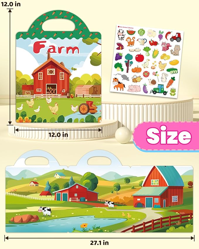 walenced reusable sticker book for toddlers, stickers for kids, toddler craft activities, toddler travel toys ages 3 and up boy girl birthday gifts