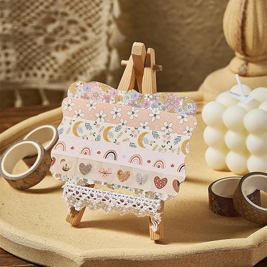 YUBX Boho Washi Tape Set 10 Rolls Cute Masking Graphic Floral Pattern Decorative Tapes for Arts, DIY Crafts, Journals, Planners, Scrapbook, Wrapping (Warm)
