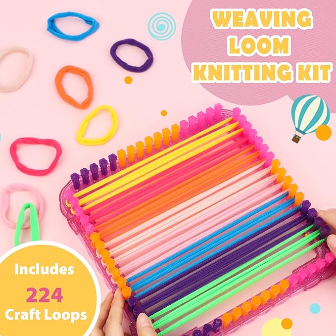 Weaving Loom Kit Toys Crafts Arts and Crafts for Girls Ages 6-8-12 Potholder Loops Toys for Girls and Adults - Knitting Loom Set Pot Holder Weaving Kits and Birthday Gifts for 7 9 10 11 Years Old