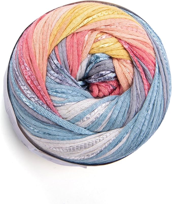 YarnArt Symphony Dream Cotton Yarn -%80 Cotton%20 Viscose Rainbow Multicolor Crochet Knitting Yarn - Suitable for All Blouses, Dresses, Shawls, Bags, Hats - 273 Yards, 3.52 Oz (1 Skein) (3114)