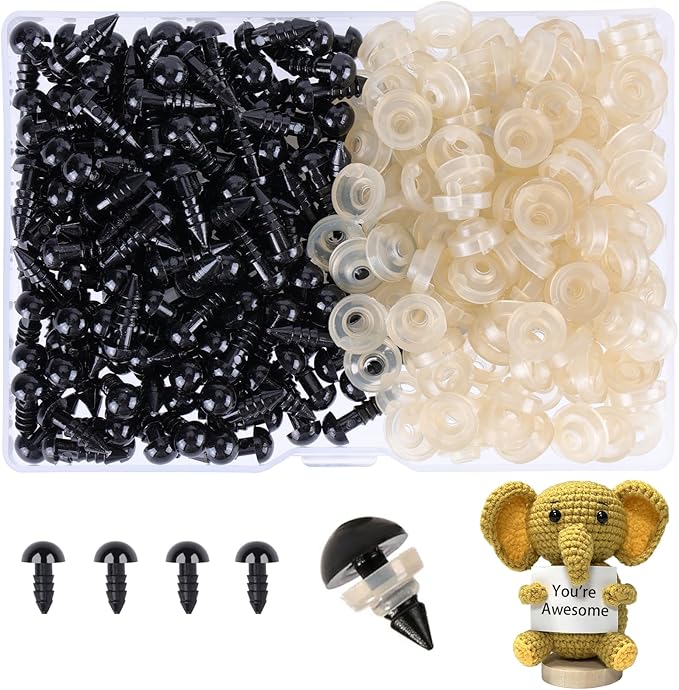 XKDOUS 6mm Safety Eyes, 280pcs for Crocheting, Crochet Eyes for Amigurumi, Stuffed Animal Doll Eyes for DIY Crafts