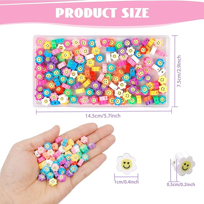 180 Pcs Flower Polymer Clay Beads for Charms Making Pony Bead Shapes for Friendship Bracelets Spacer Beads Supplies for DIY Bracelet Pendants Earring Necklace Jewelry Making