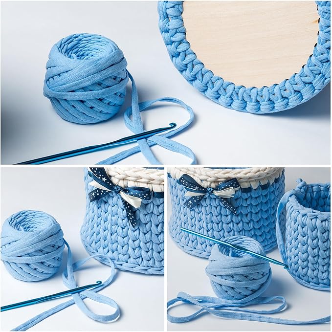 PATIKIL 4" Diameter Crochet Basket Bottom, 4Pcs Round Blank Crochet Knitting Wooden Base for DIY Craft Weaving Basket Making Supplies Home Decoration