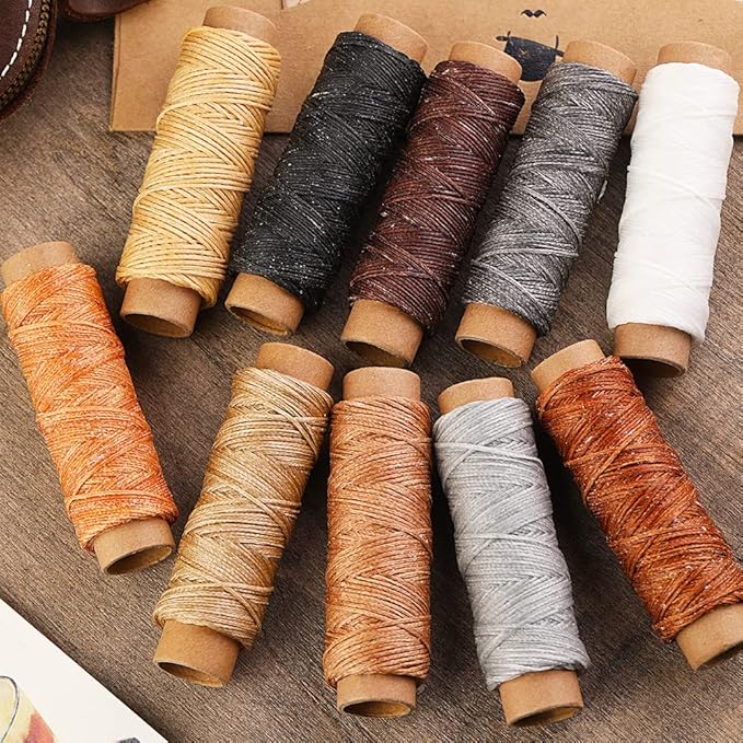 BUTUZE 330 Yards Leather Sewing Waxed Thread - 150D 33 Yards Per Spool Stitching Thread for Leather Craft DIY,Bookbinding,Shoe Repairing,Hand Sewing