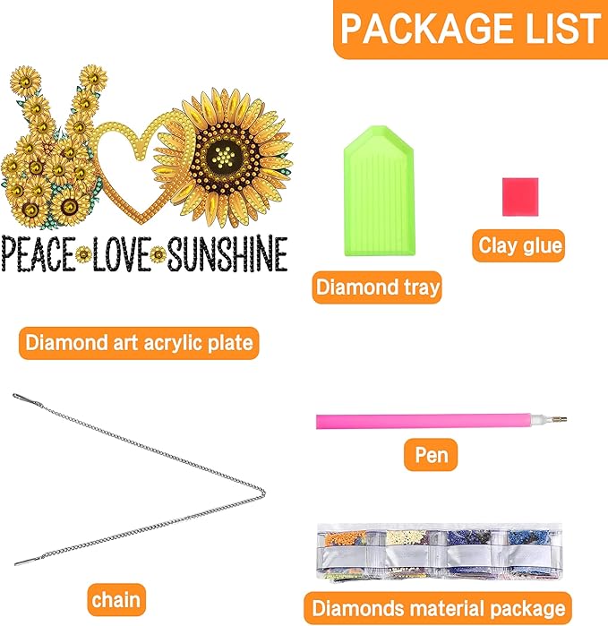 Ginfonr Diamond Painting Kits Hanging Pendant, Sunflower Diamond Art Kits for Adults, Special Shaped Rhinestone Flower Diamond Art, Double Sided Hanging Kits for Garden Wall Window 8 x 8 inch