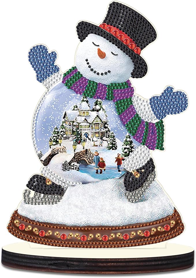 MVVMTOP Christmas Diamond Art Tabletop Decoration, DIY Snowman, Diamond Art 5D Special Shape Crystal Diamond Partial Diamond Art Painting Mosaic Handicraft, Home Office Tabletop Decor Gift