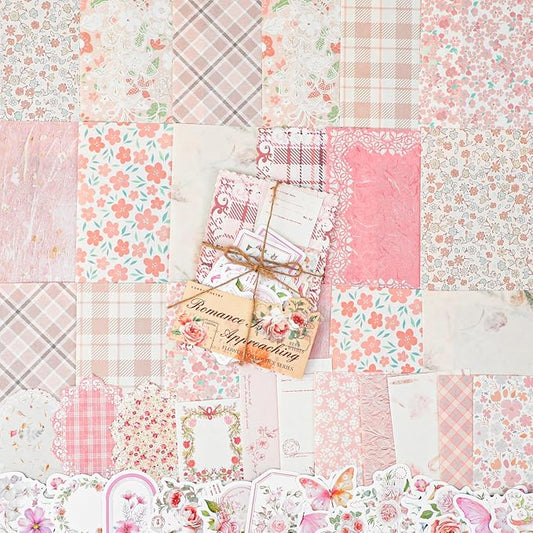100pcs Vintage Scrapbook Paper Floral Journaling Stickers Assorted Set, Junk Journal Supplies, Scrapbooking Supplies Kit for Retro Crafts Planner Mixed Media Collage Card Album