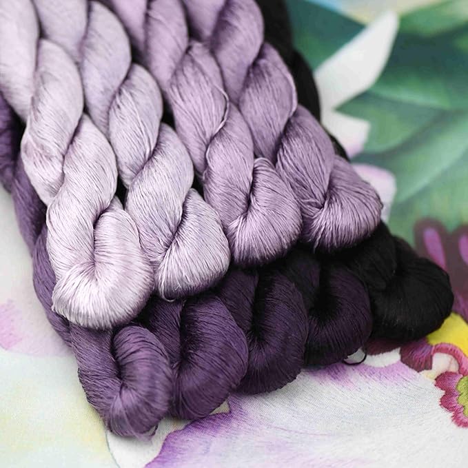 Natural 100% Silk Thread, Handmade Embroidery Thread Silk Floss 9 Colors 110m Each (74)