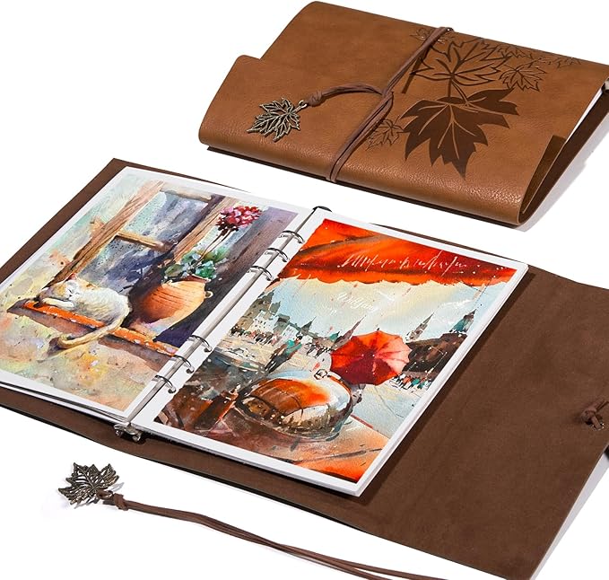 Lightwish Watercolor Sketchbook,100% Cotton Acid Free Watercolor Journal,300gsm/140lb Hot Press Watercolor Paper for Artists,Adults,Students,20 Sheets,9.25 * 6.3 Inches