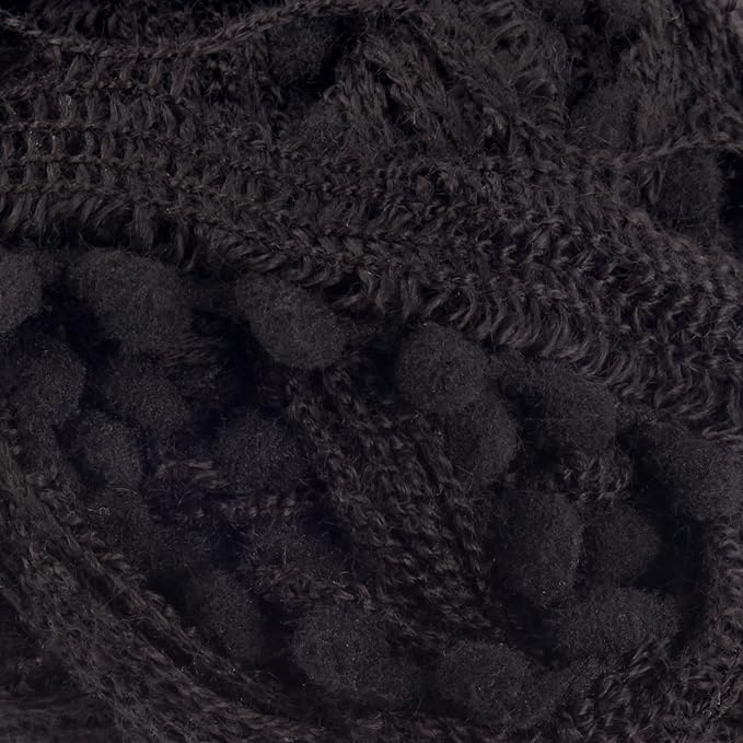 JubileeYarn Fishnet Pom Pom Yarn - 50g Mini Bonbons - Black - 6 Skeins