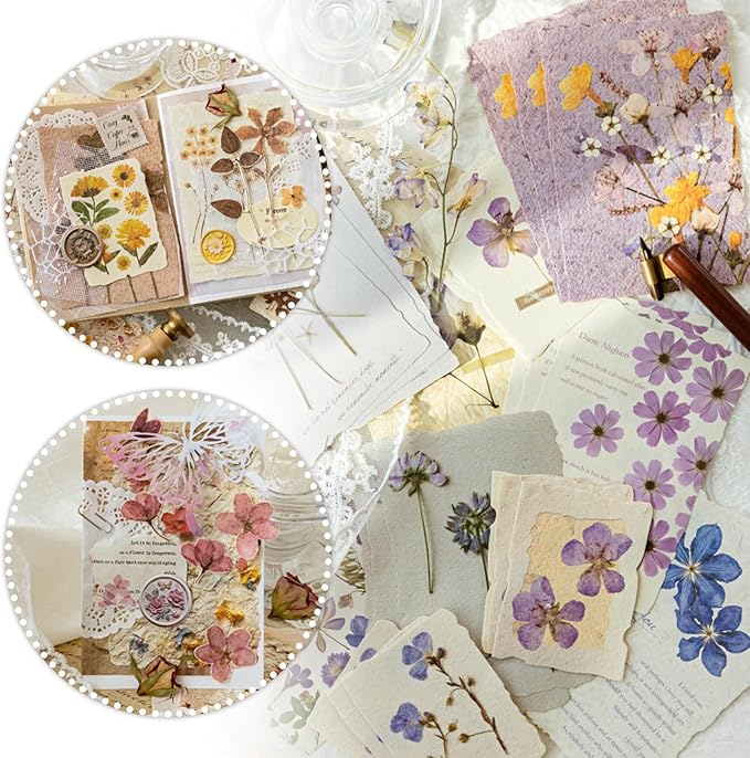 120Pcs Floral Vintage Scrapbook Supplies Kit Textured Paper Embossed Rice Paper for Crafts,Junk Journal Supplies Bullet Journaling,Decoupage Card Making,DIY Mixed Media Collage Card