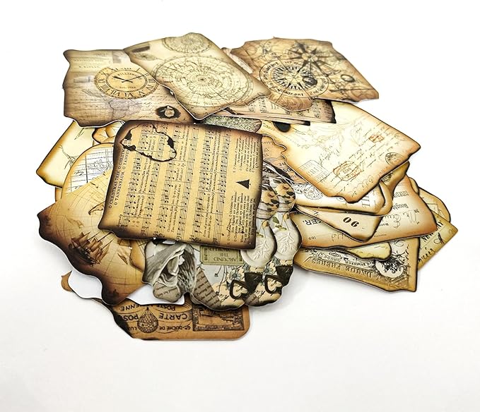 PRSTINCOL Vintage Journaling Stickers,Scrapbook Supplies for Planners,100Pcs Junk Journal Supplies with Antique Map Prints, Distressed Edges for Teenagers Adults