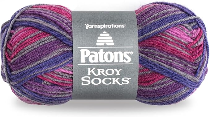 Patons Kroy Socks Yarn - (1) Gauge - 1.75 oz - Purple Haze - For Crochet, Knitting & Crafting