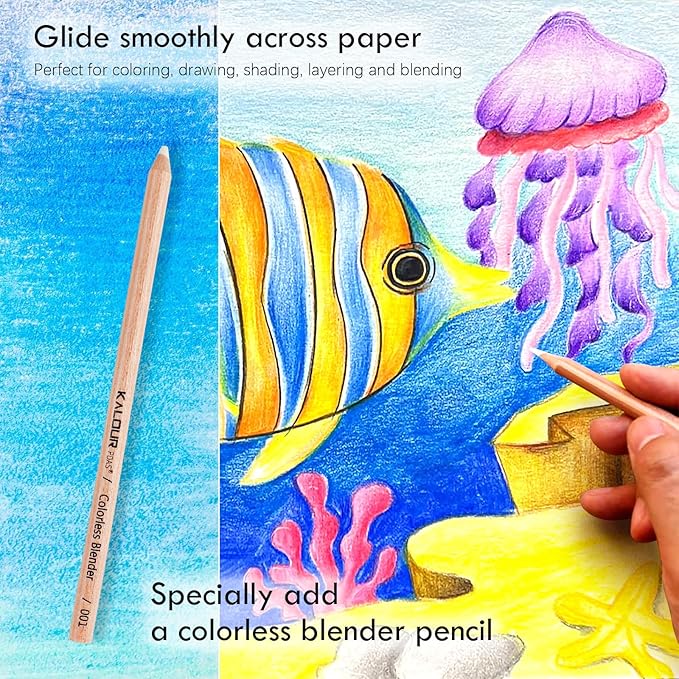 36-piece Blue Seascape Colored Pencil Set, Pre-sharpened Wooden Colored Pencils for Adults Artists Beginners Coloring Books Drawing & Sketching