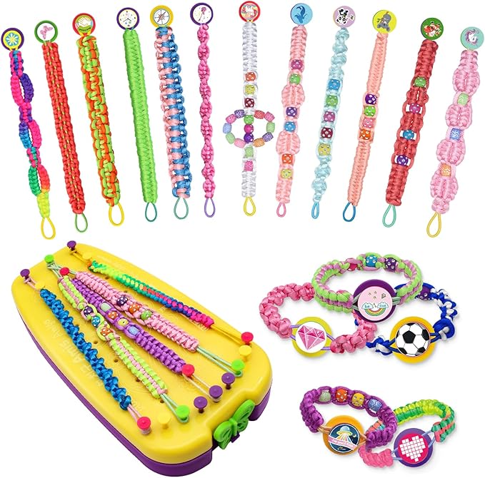 suu66 friendship bracelet making kit for kids girls 6-12 years old - diy craft kit for bracelets, headbands, keychains, creative birthday gifts (yellow)