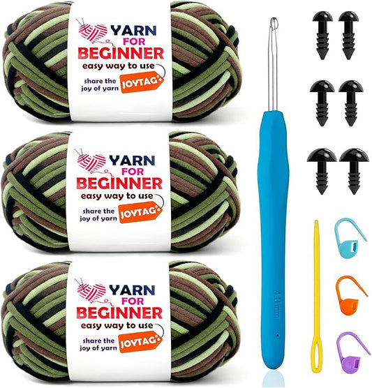 3 Pack Rainbow Beginner Crochet Yarn for Crocheting and Knitting Multicolor Cotton Crochet Yarn for Beginners(Camouflage)